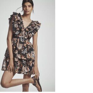 By Anthropologie Sleeveless Ruffled A-Line Mini Dress sIZE M blue NEW NWT